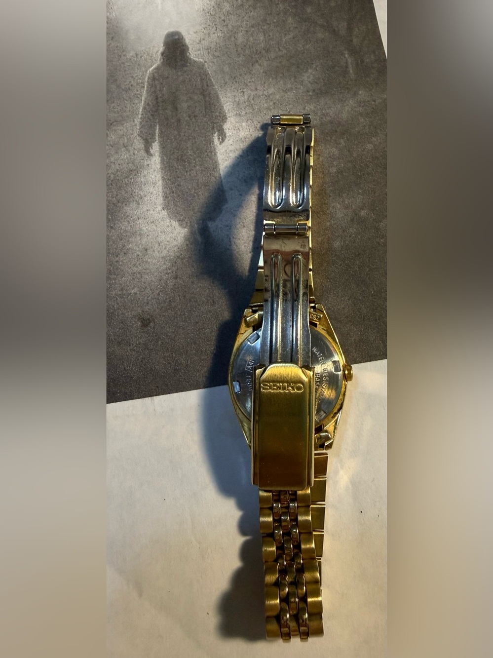 Seiko 7N83-0041 Gold On Gold Day Date Womens 6.5 Adjustable Watch New Battery :) - Picture 6 of 7